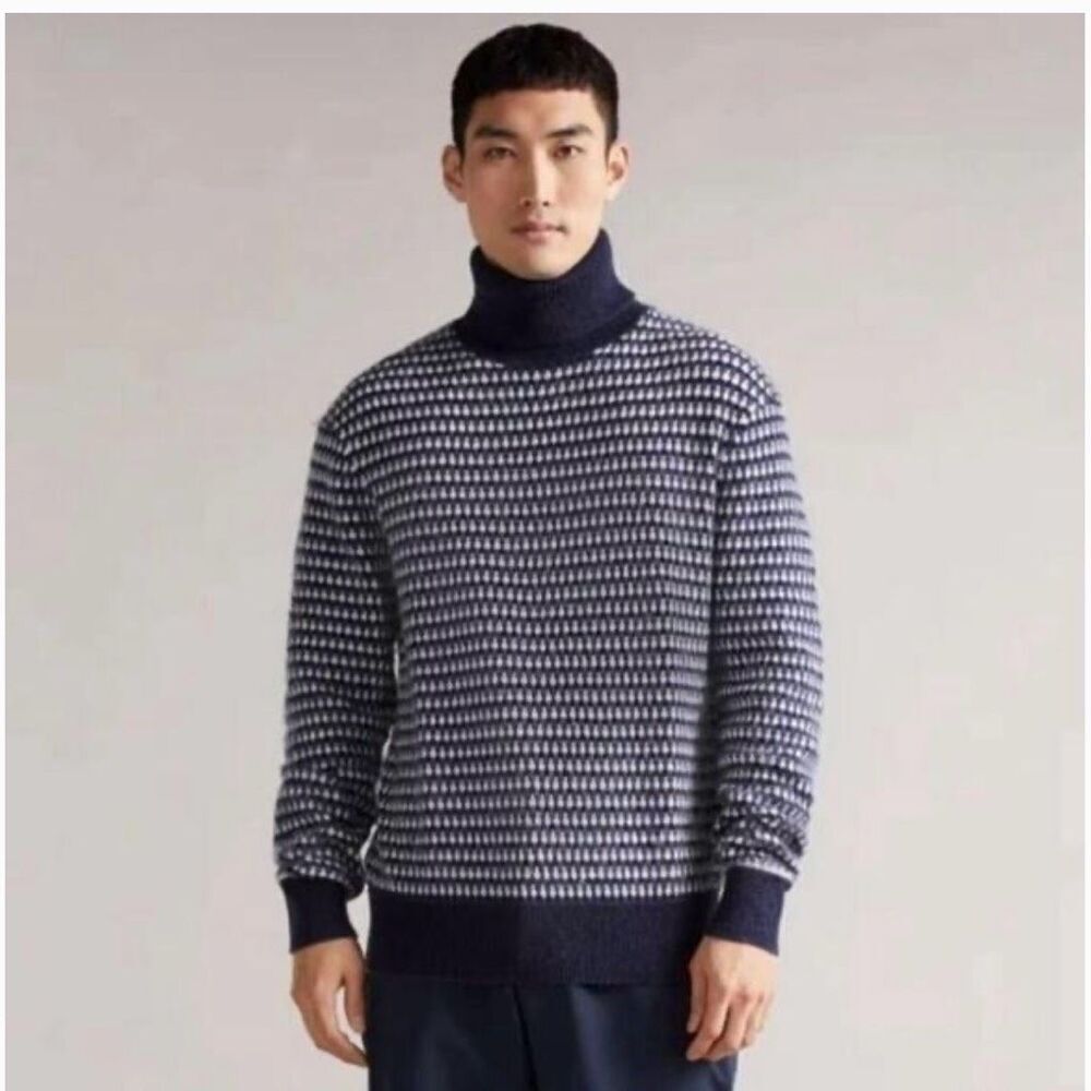 NEW Ted Baker Riber turtleneck knit‎ sweater Size 5 US XL navy blue